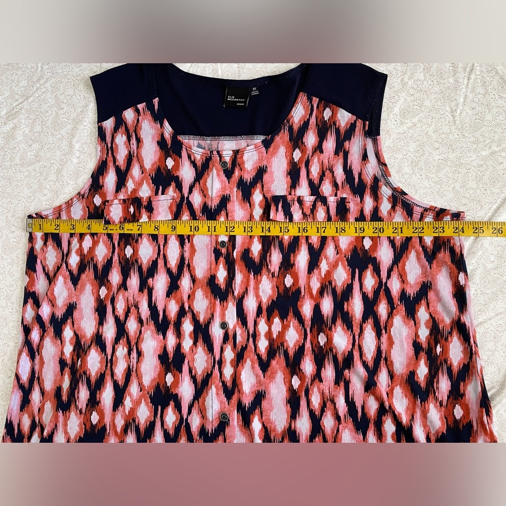 Elie McCarthy Womens Scoop Neck Blouse Tank Top 2X Abstract Geometric Casual - Picture 11 of 16